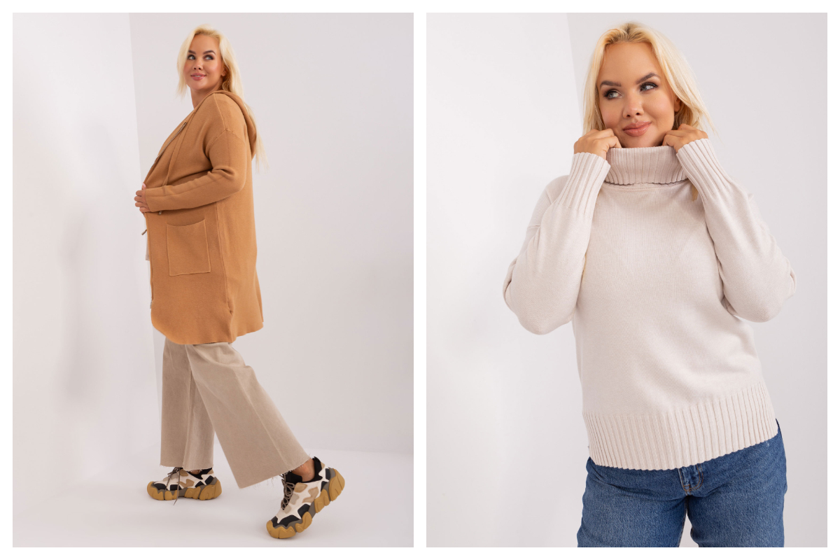 długie i krótkie swetry damskie plus size online