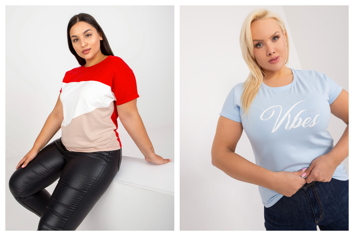 T-shirty damskie plus size basic i z aplikacją